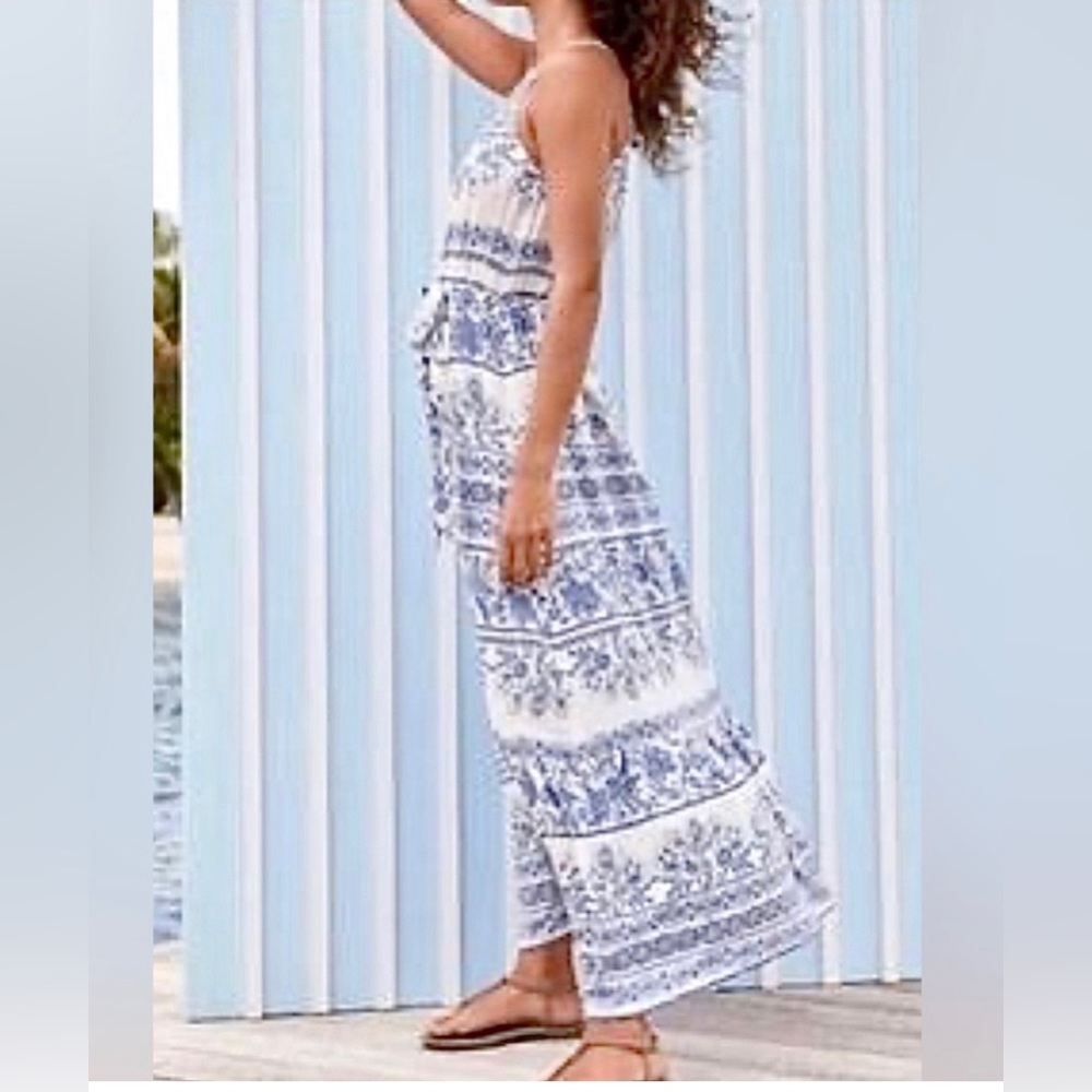 LOFT Halter Blue Floral Dress